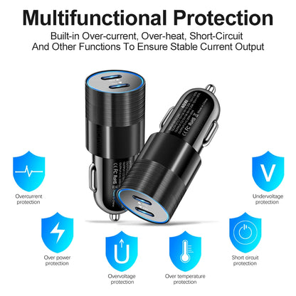 68W Dual USB Type C Car Charger