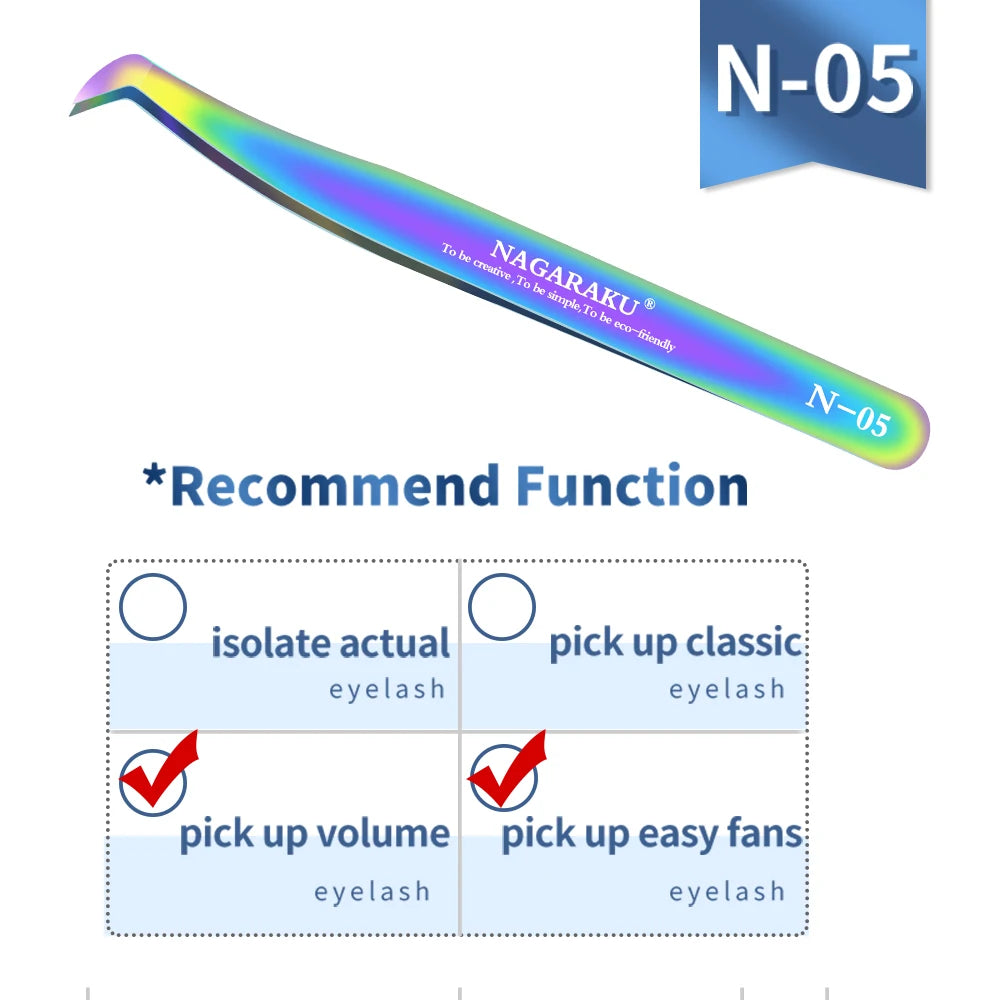 NAGARAKU Eyelash Extension Tweezers Makeup Stainless Steel