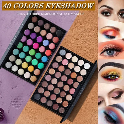 40 Colors Glitter Eyeshadow Palette Matte Waterproof Cosmetics Kit